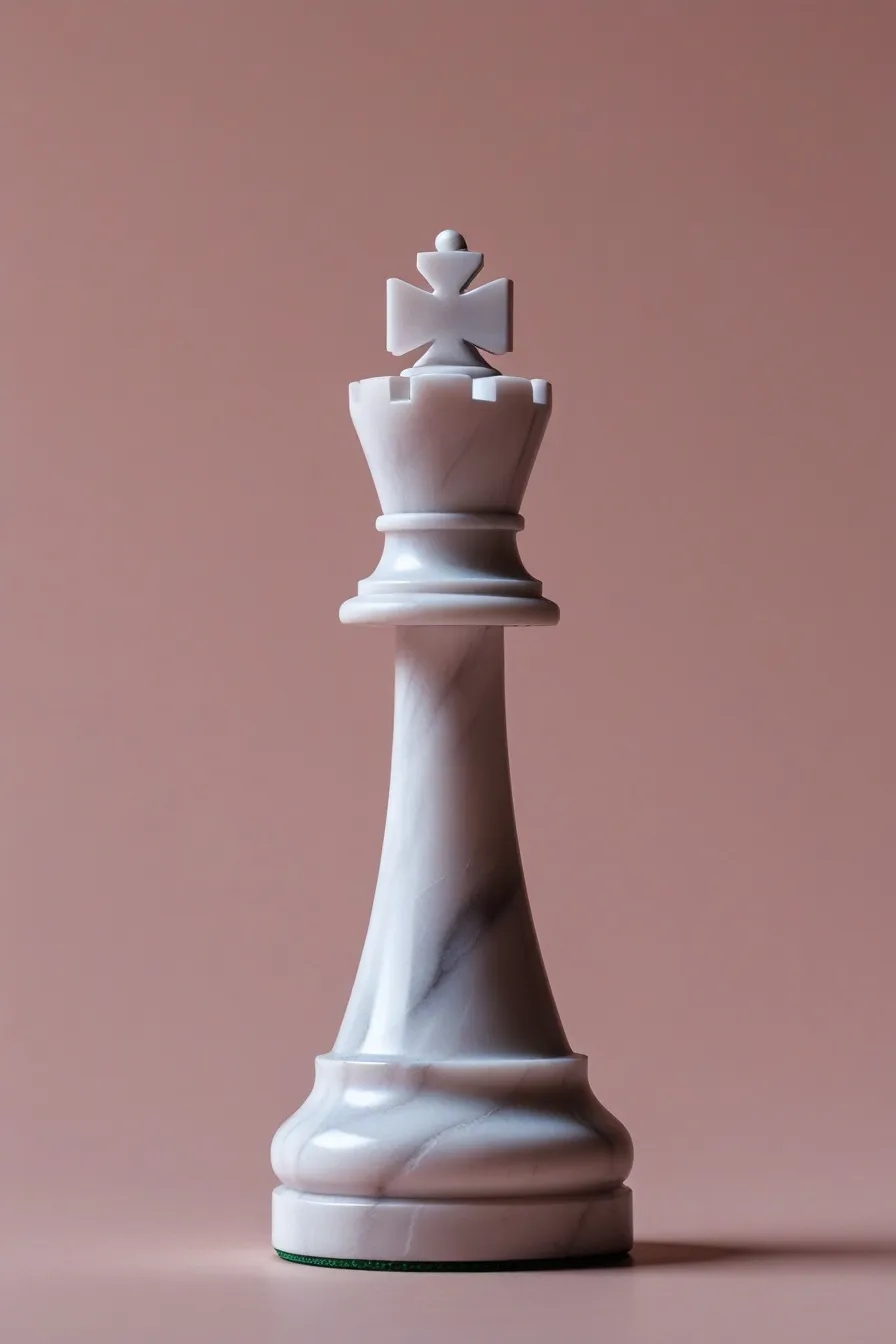 White marble rook photographed on a blush pink backdrop